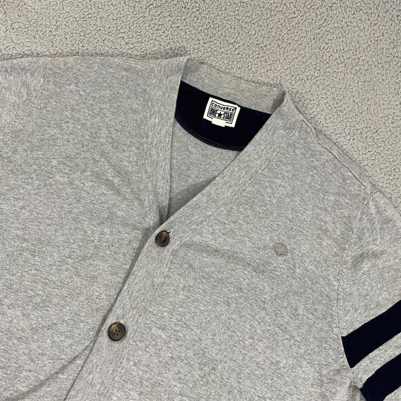 Converse One Star Cardigan Men XXL Grey 4 Button Preppy Sweater - Picture 1 of 9